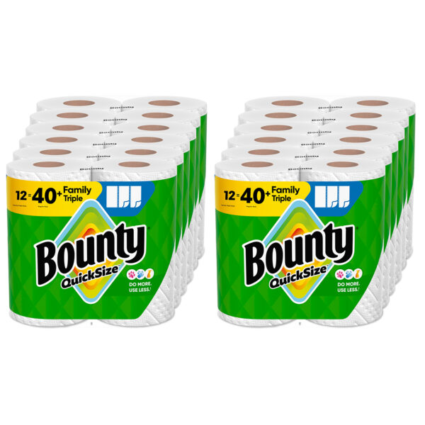 Bounty Quick-Size Paper Towels, White, 24 Family Triple Rolls = 80 Regular Rolls 2 cases