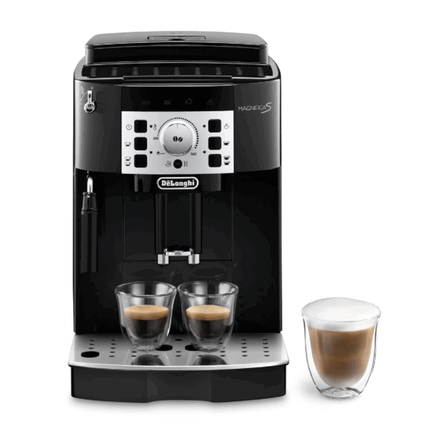 De'Longhi Magnifica S ECAM 22.110.B fully automatic coffee machine with milk frother for cappuccino, with espresso direct selection buttons and rotary control, 2-cup function, 1.8 liter water tank
