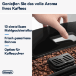 De'Longhi Magnifica S ECAM 22.110.B fully automatic coffee machine with milk frother for cappuccino, with espresso direct selection buttons and rotary control, 2-cup function, 1.8 liter water tank - Image 3