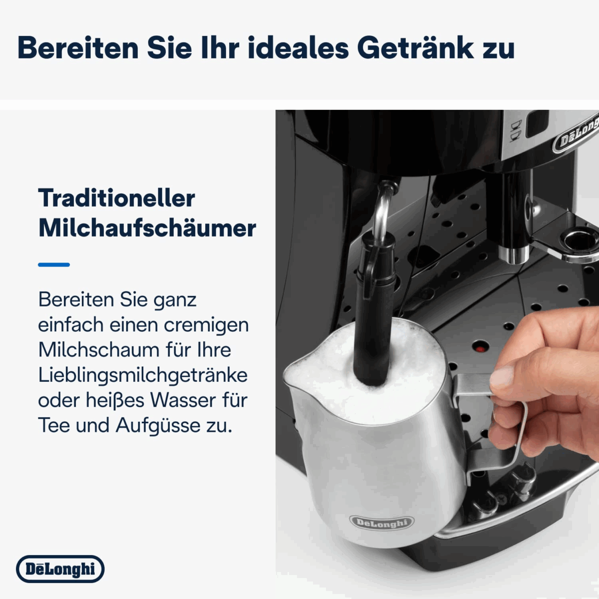 De'Longhi Magnifica S ECAM 22.110.B fully automatic coffee machine with milk frother for cappuccino, with espresso direct selection buttons and rotary control, 2-cup function, 1.8 liter water tank - Image 4