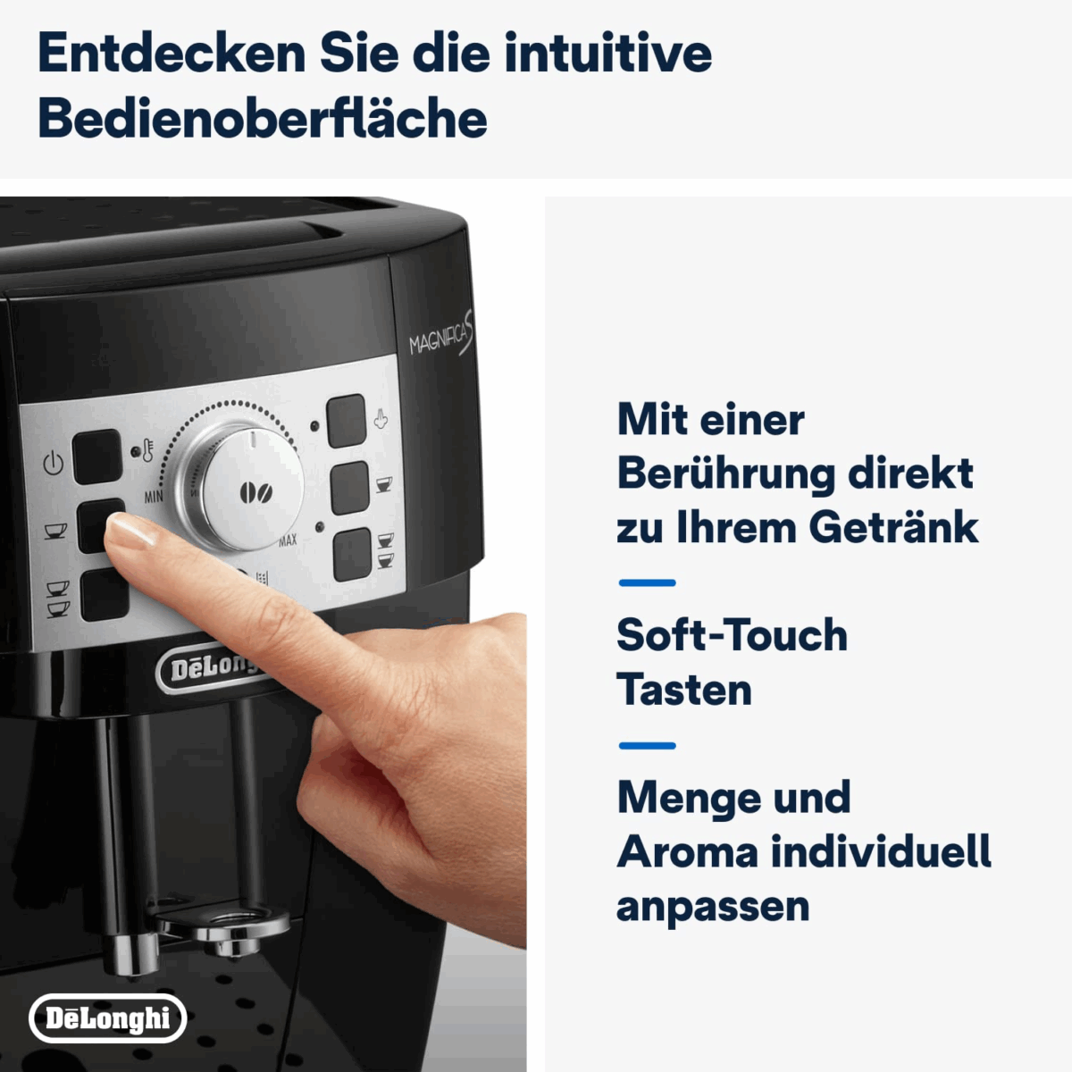 De'Longhi Magnifica S ECAM 22.110.B fully automatic coffee machine with milk frother for cappuccino, with espresso direct selection buttons and rotary control, 2-cup function, 1.8 liter water tank - Image 5