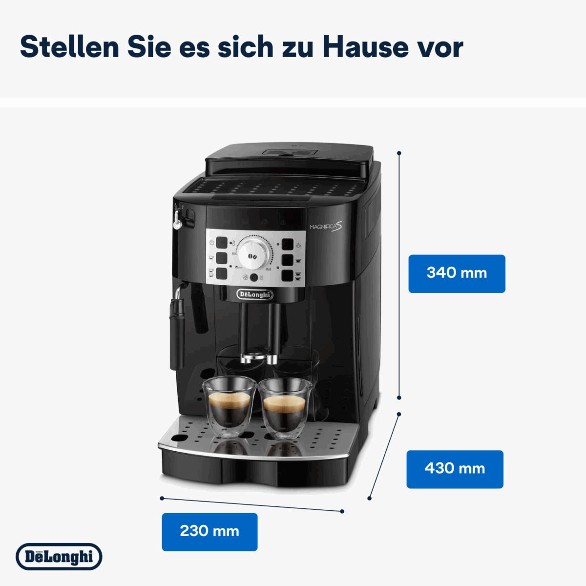 De'Longhi Magnifica S ECAM 22.110.B fully automatic coffee machine with milk frother for cappuccino, with espresso direct selection buttons and rotary control, 2-cup function, 1.8 liter water tank - Image 6