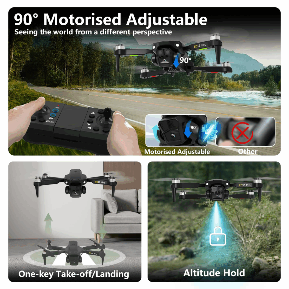 Toladrone TD12PRO Drone with Camera 4K,Mini Drone for Beginners with Carrying Case Foldable Quadcopter - Image 4