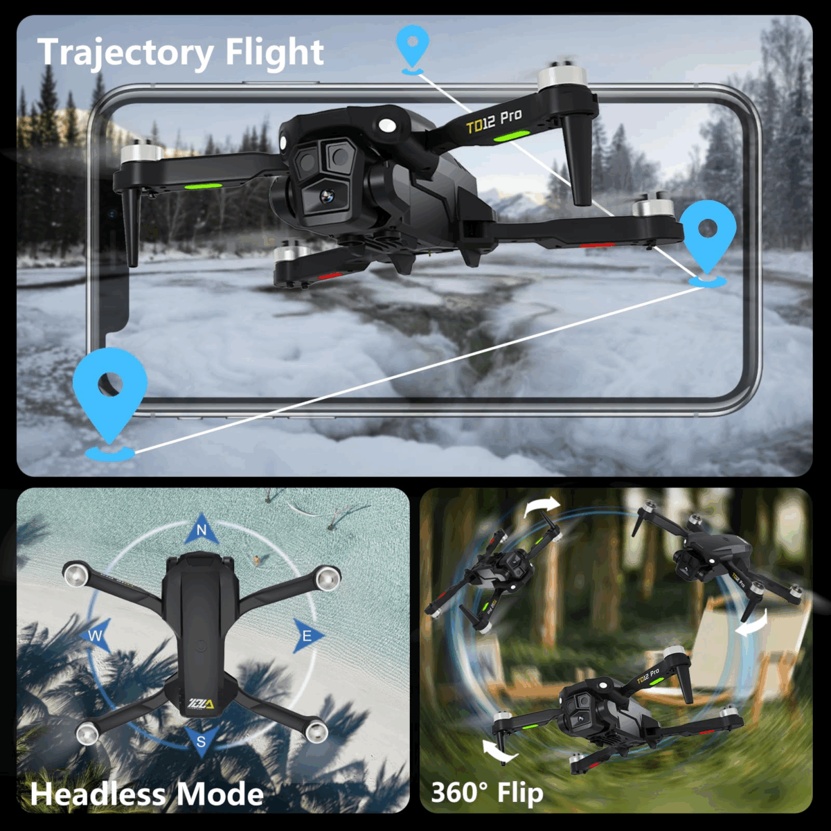 Toladrone TD12PRO Drone with Camera 4K,Mini Drone for Beginners with Carrying Case Foldable Quadcopter - Image 5
