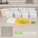 Reusable Storage Bag, 12 Pack 100% Silicone Food Storage Bags Stand Up Silicone Zip Lock Bags for Food Container, Freezer Microwave Oven Dishwasher Safe, 4 Medium 4 Small 4 Extra Small, Translucent - Image 2