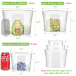 Reusable Storage Bag, 12 Pack 100% Silicone Food Storage Bags Stand Up Silicone Zip Lock Bags for Food Container, Freezer Microwave Oven Dishwasher Safe, 4 Medium 4 Small 4 Extra Small, Translucent - Image 9