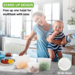 Reusable Storage Bag, 12 Pack 100% Silicone Food Storage Bags Stand Up Silicone Zip Lock Bags for Food Container, Freezer Microwave Oven Dishwasher Safe, 4 Medium 4 Small 4 Extra Small, Translucent - Image 8