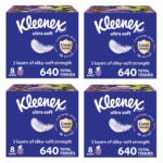 Kleenex Ultra Soft Facial Tissues,4 boxes, 32 Cube Boxes, 80 Tissues per Box, 3-Ply, Packaging May Vary