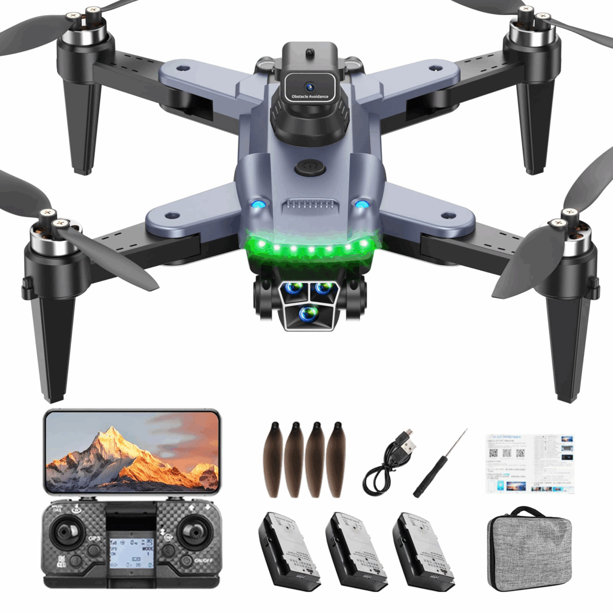 HYTOBP S166 GPS Drone with Camera 4K Professional for Adults Beginners, Drone with 3 Cameras - Image 1
