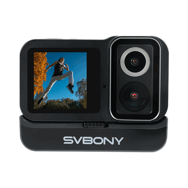 SVBONY SVGo (2nd Action Camera, 4K 30fps, Waterproof Camera for Night/Low Light, F2.0/F1.4 Dual Lens Action Camera, 145°FOV, Dual IPS Screen for Travel, Vlog