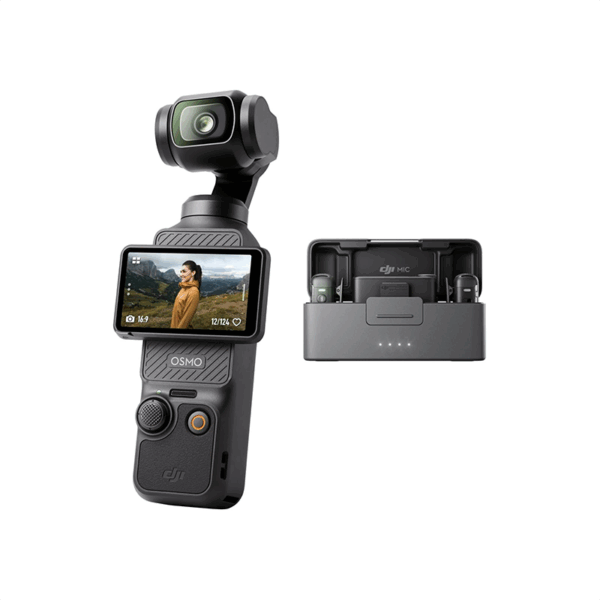 DJI Osmo Pocket 3 + Mic 2 (2 Transmitters + 1 Receiver + Charging Cradle) Vlogging Camera with 1 Inch CMOS and 4K/120 fps, 3-Axis Stabilis., Quick Focus, Face/Object Tracking, 2 Inch Touch Screen