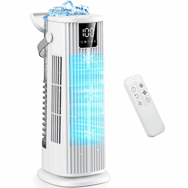 Portable Air Conditioners 1350 ml Mobile Air Conditioner, Quiet Air Cooler 36 W Low Consumption, 4 Speeds 2 Spray Modes, 12H Timer, 120° Oscillation Remote Control for Bedroom, Kitchen [Energy Class A+++]