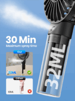 TOPK Handheld Fan with Water, Rechargeable, Battery Operated, Water Spray Mist, Small Personal Handheld Fan for Travel, Home Office, Camping, Outdoor - Image 2