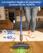 Ivormentico Cordless Mop Vacuum Cleaner, 50Mins/40KPA/450W Cordless Vacuum Cleaner, Broom Vacuum with Green LED, Vacuum Cleaner with Upgraded Floor Brush, for Carpets, Hard Floors, Pet Hair Blue [Energy Class A+++] - Image 2