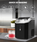 Ice Cube Machine, Crushed Ice Machine, Portable Crush Ice Cube Machine, Self-Cleaning with One-Click Operation, Soft Chewable Ball Ice in 7 Minutes, 16 kg/24H Crushed Ice Machine for Home - Image 3