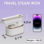 Travel Steamer Iron for Clothes Mini - Portable Ironing Machine Travel Small Size Portable Steamer Travel College Dorm Home Essentials Steamer for Clothes(White) - Image 4