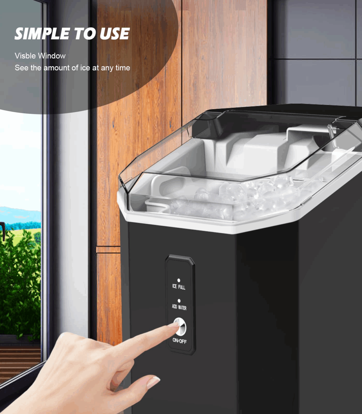 Ice Cube Machine, Crushed Ice Machine, Portable Crush Ice Cube Machine, Self-Cleaning with One-Click Operation, Soft Chewable Ball Ice in 7 Minutes, 16 kg/24H Crushed Ice Machine for Home - Image 5