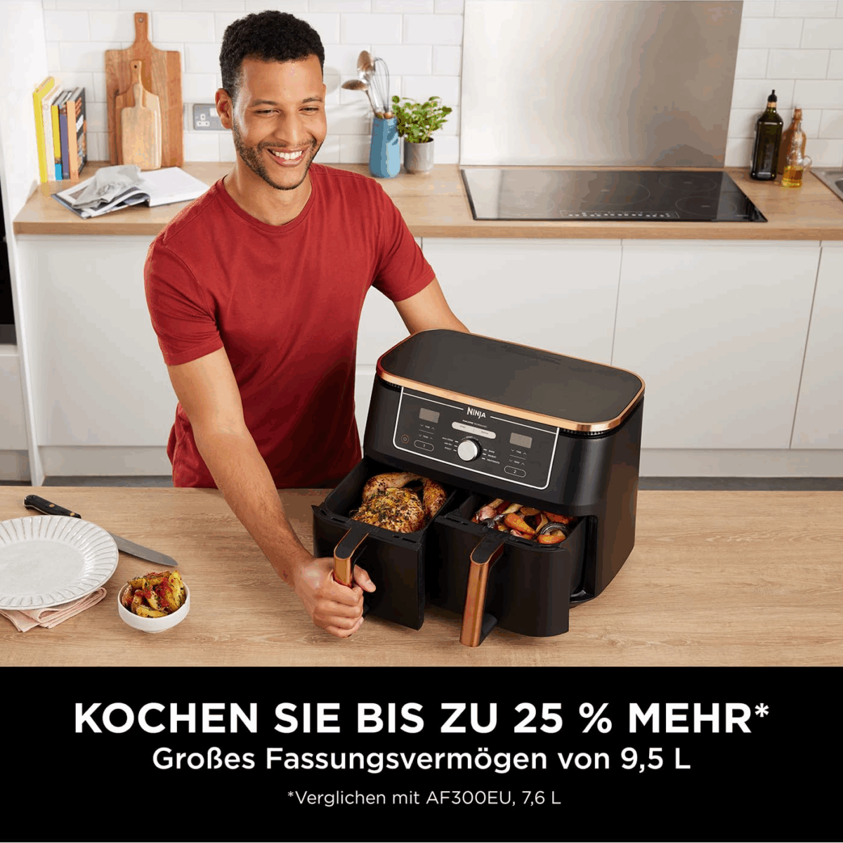 Ninja Foodi MAX Dual Zone [AF400EUCP] Hot Air Fryer 2 Large Frying Compartments, 6 Functions, 2 Independent Garzones, 9.5 Litres - Image 5
