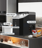 Ice Cube Machine, Crushed Ice Machine, Portable Crush Ice Cube Machine, Self-Cleaning with One-Click Operation, Soft Chewable Ball Ice in 7 Minutes, 16 kg/24H Crushed Ice Machine for Home - Image 6