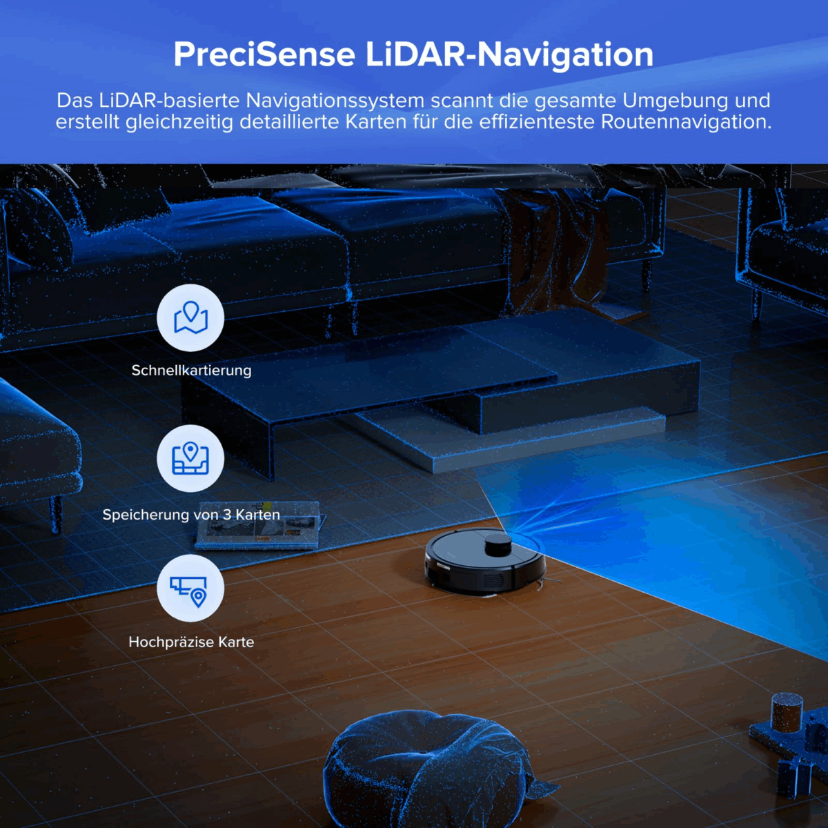 roborock Q7 L5+ Robot Vacuum Cleaner Set with Automatic Dust Emptying, Dual Anti-Tangle System, 8,000 Pa Suction Power, Electronic Water Tank, LiDAR Navigation - Image 6