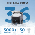 Ice Cube Machine, Crushed Ice Machine, Portable Crush Ice Cube Machine, Self-Cleaning with One-Click Operation, Soft Chewable Ball Ice in 7 Minutes, 16 kg/24H Crushed Ice Machine for Home - Image 7