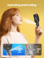 TOPK Handheld Fan with Water, Rechargeable, Battery Operated, Water Spray Mist, Small Personal Handheld Fan for Travel, Home Office, Camping, Outdoor - Image 4