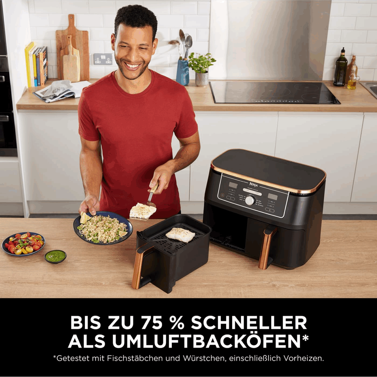 Ninja Foodi MAX Dual Zone [AF400EUCP] Hot Air Fryer 2 Large Frying Compartments, 6 Functions, 2 Independent Garzones, 9.5 Litres - Image 8